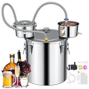 CAMMOO 3 Pots 13.2Gal/50L Moonshine Still Kit Complete with Thumper and Condenser, Thermometer, Submersible Pump, Stainless Steel Alcohol Distiller Home Brewing Kit for DIY Whiskey Wine Brandy CAMMOO 3 Pots 13.2Gal/50L Moonshine Still Kit Complete with Thumper and Condenser, Thermometer, Submersible Pump, Stainless Steel Alcohol Distiller Home Brewing Kit for DIY Whiskey Wine Brandy