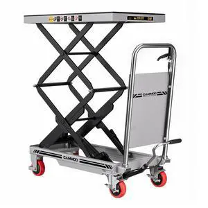 CAMMOO Hydraulic Lift Table Cart, 330lbs Capacity 49.6" Lifting Height, Double Scissor Lift Table with Non-Slip Pad & Safety Guard for Material Handling & Transportation, Gray CAMMOO Hydraulic Lift Table Cart, 330lbs Capacity 49.6" Lifting Height, Double Scissor Lift Table with Non-Slip Pad & Safety Guard for Material Handling & Transportation, Gray