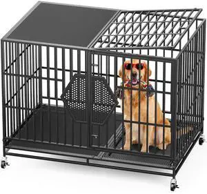 CAMMOO 48'' Heavy Duty Dog Crates for Large Dogs Escape-Proof Dual Top Fences, Reinforced Square Tube Frame, Dog Kennel Indoor, Easy-Clean Split Floor, Extra-Wide Door, Dog Cage for High Anxiety Dog CAMMOO 48'' Heavy Duty Dog Crates for Large Dogs Escape-Proof Dual Top Fences, Reinforced Square Tube Frame, Dog Kennel Indoor, Easy-Clean Split Floor, Extra-Wide Door, Dog Cage for High Anxiety Dog