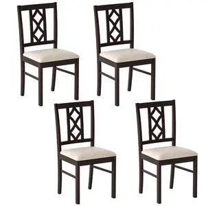 GIANTEX Dining Chairs Set of 4, Rubber Wood Dining Room Chairs with Hollowed Backrest & Padded Seat, Farmhouse Side Chairs for Living Room Kitchen, Walnut GIANTEX Dining Chairs Set of 4, Rubber Wood Dining Room Chairs with Hollowed Backrest & Padded Seat, Farmhouse Side Chairs for Living Room Kitchen, Walnut