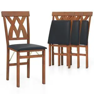 GIANTEX Folding Dining Chairs Set of 4, Farmhouse Upholstered Kitchen Chair GIANTEX Folding Dining Chairs Set of 4, Farmhouse Upholstered Kitchen Chair