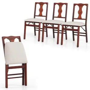 GIANTEX Folding Dining Chairs Set of 4, Upholstered Dining Chairs with Comfy Padded Seats, Rubber Wood Frame, Anti-Slip Foot Pads, No Assembly, Space-Saving Kitchen Chairs for Dining Room GIANTEX Folding Dining Chairs Set of 4, Upholstered Dining Chairs with Comfy Padded Seats, Rubber Wood Frame, Anti-Slip Foot Pads, No Assembly, Space-Saving Kitchen Chairs for Dining Room
