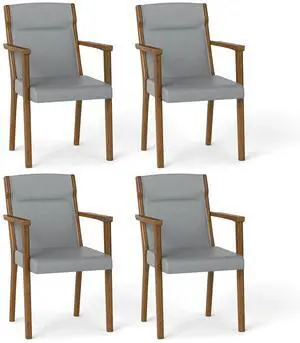 GIANTEX Mid Century Modern Accent Chair Set of 4, Upholstered Dining Chairs with High Back, Headrest & Soft Cushion, Comfy Armchair for Living Room, Bedroom, Reading Room, Gray GIANTEX Mid Century Modern Accent Chair Set of 4, Upholstered Dining Chairs with High Back, Headrest & Soft Cushion, Comfy Armchair for Living Room, Bedroom, Reading Room, Gray