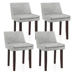GIANTEX Modern Dining Chairs Set of 4, Linen Upholstered Accent Chairs w/Mid Back & Cushioned Seat, Armless Side Leisure Side Chairs w/Solid Wood Legs for Living Room Dining Room Reception, Grey GIANTEX Modern Dining Chairs Set of 4, Linen Upholstered Accent Chairs w/Mid Back & Cushioned Seat, Armless Side Leisure Side Chairs w/Solid Wood Legs for Living Room Dining Room Reception, Grey