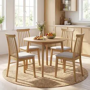 Giantex Dining Chairs Set of 4, Fabric Upholstered Kitchen Armless Chairs w/Rubber Wood Frame, Padded Seat, Spindle Back, Mid-Century Modern Accent Side Chairs for Dining Living Room Giantex Dining Chairs Set of 4, Fabric Upholstered Kitchen Armless Chairs w/Rubber Wood Frame, Padded Seat, Spindle Back, Mid-Century Modern Accent Side Chairs for Dining Living Room