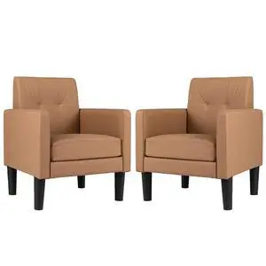 Giantex Modern Accent Chair, Upholstered PU Leather Armchair with Removable Seat Cushion, Wide Backrest & Supportive Armrests, Solid Support Legs, Comfy Reading Chair for Living Room & Bedroom (2) Giantex Modern Accent Chair, Upholstered PU Leather Armchair with Removable Seat Cushion, Wide Backrest & Supportive Armrests, Solid Support Legs, Comfy Reading Chair for Living Room & Bedroom (2)