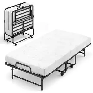 Giantex Twin Folding Bed Frame with 5 Inch Mattress, 75" x 38" Portable Rollaway Guest Bed w/Memory Foam Mattress & Metal Frame, Space Saving Roll Away Beds with Mattresses for Adults Apartment Giantex Twin Folding Bed Frame with 5 Inch Mattress, 75" x 38" Portable Rollaway Guest Bed w/Memory Foam Mattress & Metal Frame, Space Saving Roll Away Beds with Mattresses for Adults Apartment