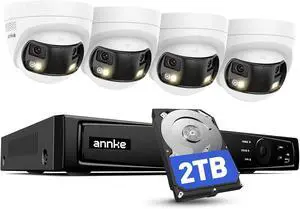 ANNKE 4K PoE Security Camera System with Dual-Lens, 180° Wide Angle, 12MP H.265+ NVR with 2TB HDD, 4pcs 8MP Wired Surveillance IP Cameras Outdoor, Smart AI Human/Vehicle Detection, 2-Way Audio ANNKE 4K PoE Security Camera System with Dual-Lens, 180° Wide Angle, 12MP H.265+ NVR with 2TB HDD, 4pcs 8MP Wired Surveillance IP Cameras Outdoor, Smart AI Human/Vehicle Detection, 2-Way Audio
