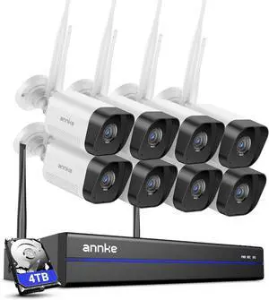 ANNKE Security Camera System, 8pcs Wireless 3MP IP Cameras with 16CH 8MP 4K NVR for Home Security Outdoors, Motion Detection, Two-Way Audio, 100ft Night Vision, Compatible with Alexa, 4TB Hard Drive ANNKE Security Camera System, 8pcs Wireless 3MP IP Cameras with 16CH 8MP 4K NVR for Home Security Outdoors, Motion Detection, Two-Way Audio, 100ft Night Vision, Compatible with Alexa, 4TB Hard Drive