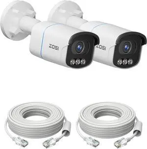 ZOSI C186 5MP 3K PoE IP Security Camera, 2 x Add-on Outdoor Camera with Aurora Lux True Color Night Vision, AI Person/Vehicle Detection, Light & Siren Alarms, Two-Way Talk, Only with ZOSI POE NVR ZOSI C186 5MP 3K PoE IP Security Camera, 2 x Add-on Outdoor Camera with Aurora Lux True Color Night Vision, AI Person/Vehicle Detection, Light & Siren Alarms, Two-Way Talk, Only with ZOSI POE NVR
