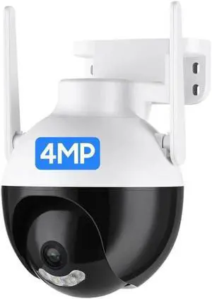 4MP Security Camera Outdoor, PTZ 355°View 1080P Security System 2.4GHZ WiFi Security Cameras Outdoor with Color Night Vision, Motion Detection and Alarm, IP66 Waterproof, 2-Way Talk, 24/7 SD Storage 4MP Security Camera Outdoor, PTZ 355°View 1080P Security System 2.4GHZ WiFi Security Cameras Outdoor with Color Night Vision, Motion Detection and Alarm, IP66 Waterproof, 2-Way Talk, 24/7 SD Storage