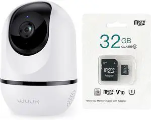 WUUK 4MP Indoor Security Camera and 32GB Memory Card, Pan Tilt Cam for Baby Monitor, Wi-Fi Home Security Pet Camera for Dog or Cat, Motion Detection & Tracking, Night Vision, 2-Way Audio, Compatible w WUUK 4MP Indoor Security Camera and 32GB Memory Card, Pan Tilt Cam for Baby Monitor, Wi-Fi Home Security Pet Camera for Dog or Cat, Motion Detection & Tracking, Night Vision, 2-Way Audio, Compatible w