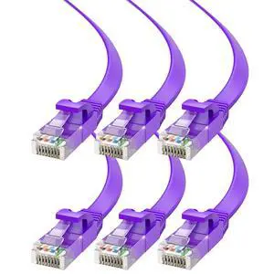 Maximm Cat6 Ethernet Cable 50ft, 6-Pack Purple - Flat High-Speed Network Cables for Gaming, Streaming, Router, Modem, PC, PS5, Xbox - Durable & Space-Saving Design Maximm Cat6 Ethernet Cable 50ft, 6-Pack Purple - Flat High-Speed Network Cables for Gaming, Streaming, Router, Modem, PC, PS5, Xbox - Durable & Space-Saving Design