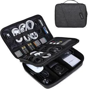 BAGSMART Double Layer Travel Universal Cable Organizer Cases Electronics Accessories Storage Bag for 10.5'' iPad Pro, iPad air, Charger, Kindle, Black BAGSMART Double Layer Travel Universal Cable Organizer Cases Electronics Accessories Storage Bag for 10.5'' iPad Pro, iPad air, Charger, Kindle, Black
