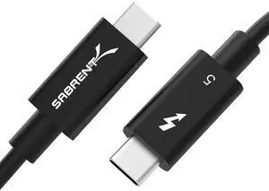 SABRENT Thunderbolt 5 Certified Cable 3ft 120Gbps Bandwidth, USB4 v2 Compatible, 240W PD 3.1 EPR, DisplayPort 2.1, PCIe 4-Lane, Backward Compatible with Thunderbolt 3/4 & USB-C Devices (CB-T5M1) SABRENT Thunderbolt 5 Certified Cable 3ft 120Gbps Bandwidth, USB4 v2 Compatible, 240W PD 3.1 EPR, DisplayPort 2.1, PCIe 4-Lane, Backward Compatible with Thunderbolt 3/4 & USB-C Devices (CB-T5M1)