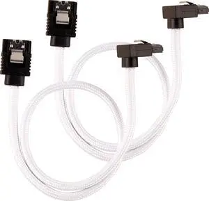 Corsair 30cm White Premium Braided Sleeved 90° SATA Data Cable Corsair 30cm White Premium Braided Sleeved 90° SATA Data Cable