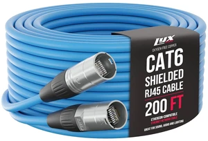 LyxPro 200 Feet Shielded CAT6 Ethercon Cable - Professional Audio & Lighting Stage Snakes RJ45 Cable, Studio-Grade Sound Transmission, Extreme Durability - Blue LyxPro 200 Feet Shielded CAT6 Ethercon Cable - Professional Audio & Lighting Stage Snakes RJ45 Cable, Studio-Grade Sound Transmission, Extreme Durability - Blue