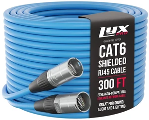 LyxPro 300 Feet Shielded CAT6 Ethercon Cable - Professional Audio & Lighting Stage Snakes RJ45 Cable, Studio-Grade Sound Transmission, Extreme Durability - Blue LyxPro 300 Feet Shielded CAT6 Ethercon Cable - Professional Audio & Lighting Stage Snakes RJ45 Cable, Studio-Grade Sound Transmission, Extreme Durability - Blue