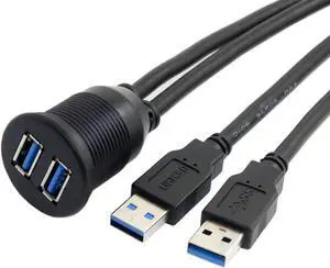 JSER Dual USB 3.0 Extension AUX Flush Mount Car Mount Extension Cable for Dashboard Panel 2m JSER Dual USB 3.0 Extension AUX Flush Mount Car Mount Extension Cable for Dashboard Panel 2m