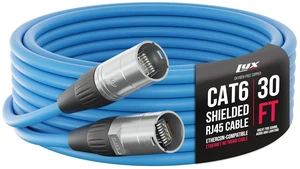LyxPro 30 Feet Shielded CAT6 Ethercon Cable - Professional Audio & Lighting Stage Snakes RJ45 Cable, Studio-Grade Sound Transmission, Extreme Durability - Blue LyxPro 30 Feet Shielded CAT6 Ethercon Cable - Professional Audio & Lighting Stage Snakes RJ45 Cable, Studio-Grade Sound Transmission, Extreme Durability - Blue
