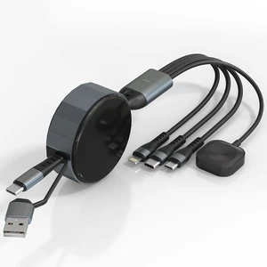 Multi Charging Cable for Apple Watch Charger - 4 in 1 Retractable Cable Portable Charger Cable with Lightning/Micro/Type C/iWatch for iPad, Tablets, 100W iPhone Retractable Multi Charging Cord Multi Charging Cable for Apple Watch Charger - 4 in 1 Retractable Cable Portable Charger Cable with Lightning/Micro/Type C/iWatch for iPad, Tablets, 100W iPhone Retractable Multi Charging Cord
