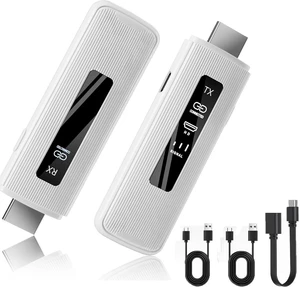 Wireless HD Transmitter and Receiver,Plug & Play Wireless Transmission 2.4/5GHz Dual-Band Extender with LED Display Screen for Streaming Video from PC/Laptop/TV to Projector/HDTV Wireless HD Transmitter and Receiver,Plug & Play Wireless Transmission 2.4/5GHz Dual-Band Extender with LED Display Screen for Streaming Video from PC/Laptop/TV to Projector/HDTV