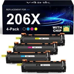 206X Toner Cartridge 4 Pack (Latest Upgraded Chip) Compatible Replacement for HP 206X 206A W2110X W2111X W2113X W2112X use with HP Color Pro M255 M255dw MFP M283fdw M283cdw M283 M282nw Printer 206X Toner Cartridge 4 Pack (Latest Upgraded Chip) Compatible Replacement for HP 206X 206A W2110X W2111X W2113X W2112X use with HP Color Pro M255 M255dw MFP M283fdw M283cdw M283 M282nw Printer