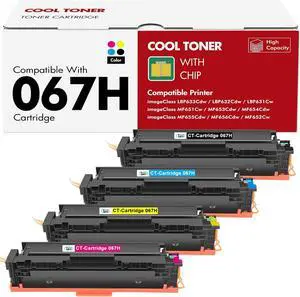 067H 067 Toner Cartridge Set MF654CDW Compatible Replacement for Canon Color ImageCLASS MF656CDW MF655CDW MF653CDW LBP632CDW LBP633CDW Printer 4 Pack High Yield Ink (Black Cyan Yellow Magenta) 067H 067 Toner Cartridge Set MF654CDW Compatible Replacement for Canon Color ImageCLASS MF656CDW MF655CDW MF653CDW LBP632CDW LBP633CDW Printer 4 Pack High Yield Ink (Black Cyan Yellow Magenta)