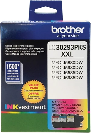 Brother LC30293PKS High Yield Ink Cartridge - Colour 3Pks Ink Brother LC30293PKS High Yield Ink Cartridge - Colour 3Pks Ink
