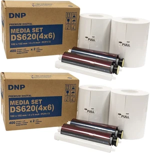 DNP 2X 4x6" Dye Sub Media for DS620A Printer, 400 Prints Per Roll, 2 Piece DNP 2X 4x6" Dye Sub Media for DS620A Printer, 400 Prints Per Roll, 2 Piece