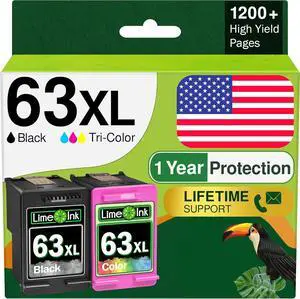 Limeink Remanufactured Ink Cartridge Replacement for HP Ink 63 XL Ink Cartridges for HP 63XL Combo Pack Printers Officejet 3830 Envy 4520 4650 5255 5200 5258 4655 Deskjet 1112 Inkjet (Black and Color) Limeink Remanufactured Ink Cartridge Replacement for HP Ink 63 XL Ink Cartridges for HP 63XL Combo Pack Printers Officejet 3830 Envy 4520 4650 5255 5200 5258 4655 Deskjet 1112 Inkjet (Black and Color)