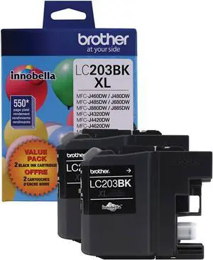 Brother Genuine High Yield Black Ink Cartridges, LC2032PKS, Replacement Black Ink Two Pack Brother Genuine High Yield Black Ink Cartridges, LC2032PKS, Replacement Black Ink Two Pack