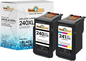 Houseoftoners Remanufactured Ink Cartridge Replacement for Canon PG-240XL CL-241XL 240 XL 241 XL for PIXMA MG2120 MG3220 MG3222 MG3520 MG3620 MX432 MX452 MX472 MX532 TS5120 (1 Black 1 Color, 2PK) Houseoftoners Remanufactured Ink Cartridge Replacement for Canon PG-240XL CL-241XL 240 XL 241 XL for PIXMA MG2120 MG3220 MG3222 MG3520 MG3620 MX432 MX452 MX472 MX532 TS5120 (1 Black 1 Color, 2PK)