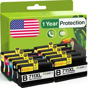 Limeink Compatible Ink Cartridge Replacement for HP 711XL 711 High Yield Ink Cartridges for HP Designjet T120 T520 Printer 10 Pack (4 Black, 2 Cyan, 2 Magenta, 2 Yellow) Limeink Compatible Ink Cartridge Replacement for HP 711XL 711 High Yield Ink Cartridges for HP Designjet T120 T520 Printer 10 Pack (4 Black, 2 Cyan, 2 Magenta, 2 Yellow)