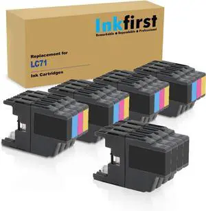 20 Inkfirst® Ink Cartridges LC71BK LC75BK, LC71C LC75C, LC71M LC75M, LC71Y LC75Y Compatible Remanufactured for Brother LC71 LC75 Black, Cyan, Magenta, Yellow (4 Set + 4 Black) 20 Inkfirst® Ink Cartridges LC71BK LC75BK, LC71C LC75C, LC71M LC75M, LC71Y LC75Y Compatible Remanufactured for Brother LC71 LC75 Black, Cyan, Magenta, Yellow (4 Set + 4 Black)