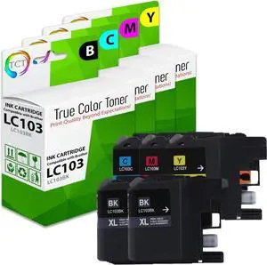 TCT Compatible Ink Cartridge Replacement for Brother LC103 LC103BK LC103C LC103M LC103Y Works with Brother MFC-J470DW J475DW J6920DW J285DW Printers (Black, Cyan, Magenta, Yellow) - 5 Pack TCT Compatible Ink Cartridge Replacement for Brother LC103 LC103BK LC103C LC103M LC103Y Works with Brother MFC-J470DW J475DW J6920DW J285DW Printers (Black, Cyan, Magenta, Yellow) - 5 Pack
