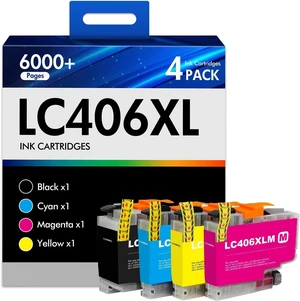 LC406XL High Yield Ink Cartridges Compatible Replacement for LC406XL 406XL LC406 XL Combo Pack for MFC-J4335DW MFC-J5855DW MFC-J6555DW MFC-J4535DW MFC-J6955DW Printer (B/C/M/Y, 4-Pack) LC406XL High Yield Ink Cartridges Compatible Replacement for LC406XL 406XL LC406 XL Combo Pack for MFC-J4335DW MFC-J5855DW MFC-J6555DW MFC-J4535DW MFC-J6955DW Printer (B/C/M/Y, 4-Pack)