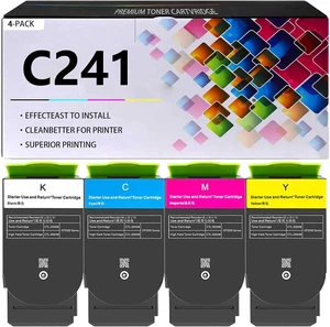 C241XK0 C241XC0 C241XM0 C241XY0 Toner Cartridges Compatible for Lexmark C2425 C2535 MC2425 MC2535 MC2640 Printers, 1 Set C241XK0 C241XC0 C241XM0 C241XY0 Toner Cartridges Compatible for Lexmark C2425 C2535 MC2425 MC2535 MC2640 Printers, 1 Set