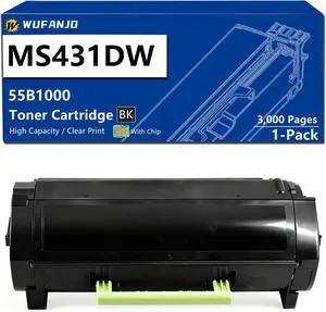 MS431DW Black Toner Cartridge for 55B1000 Compatible for Lexmark MS331dn MS431dn MS431dw MX331adn MX431adn MX431adw MX432adwe Printer, High Yield 3,000 Pages, with Chip Black-1 Pack MS431DW Black Toner Cartridge for 55B1000 Compatible for Lexmark MS331dn MS431dn MS431dw MX331adn MX431adn MX431adw MX432adwe Printer, High Yield 3,000 Pages, with Chip Black-1 Pack