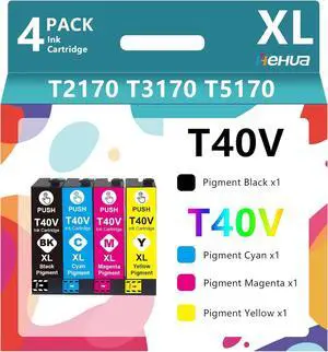 hehua T40V Ink Cartridge T40W (4-Pack,BK/C/Y/M) Compatible for T40V120 T40V220 T40V320 T40V420 Work for SureColor T5170 T5170M T3170M T3170 T2170 SC-T5170 SC-T3170 Printers (Black,Cyan,Yellow,Magenta) hehua T40V Ink Cartridge T40W (4-Pack,BK/C/Y/M) Compatible for T40V120 T40V220 T40V320 T40V420 Work for SureColor T5170 T5170M T3170M T3170 T2170 SC-T5170 SC-T3170 Printers (Black,Cyan,Yellow,Magenta)