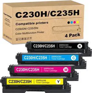 Remanufactured 4Pack C235 C230 Toner Cartridge High Yield Replacement for Xerox C230 C230DNI C235 C235DNI Color Multifunction Printer006R04391 006R04392 006R04393 006R04394 Remanufactured 4Pack C235 C230 Toner Cartridge High Yield Replacement for Xerox C230 C230DNI C235 C235DNI Color Multifunction Printer006R04391 006R04392 006R04393 006R04394