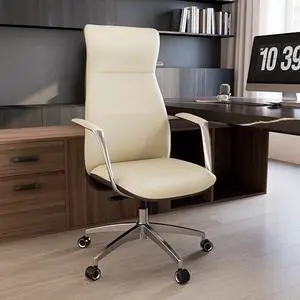EUREKA ERGONOMIC Executive Office Chair, Silicone Leather Office Chair High Back, Ergonomic Desk Chair, Big and Tall with Adjustable Swivel Rolling for Home Office, Off-White EUREKA ERGONOMIC Executive Office Chair, Silicone Leather Office Chair High Back, Ergonomic Desk Chair, Big and Tall with Adjustable Swivel Rolling for Home Office, Off-White