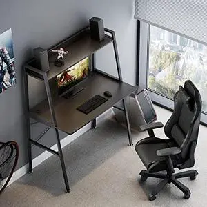 EUREKA ERGONOMIC 43 Inch Ladder Bookcase with Desk Industrial Ladder Desk, Ladder Desk with Shelves,2-Tier Home Office PC Ladder Table with Bookshelf Modern Workstation, Metal Frame EUREKA ERGONOMIC 43 Inch Ladder Bookcase with Desk Industrial Ladder Desk, Ladder Desk with Shelves,2-Tier Home Office PC Ladder Table with Bookshelf Modern Workstation, Metal Frame