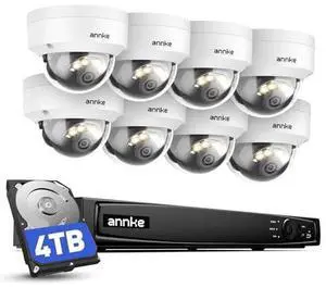 ANNKE 4K 16CH PoE Camera System, H.265+ 12MP NVR, 8X 8MP Wired Dome Security IP Cams, AI Motion Detection, Built-in Mic, 4TB HDD, Spotlight Color Night Vision, Compatible with Alexa, Not PTZ ANNKE 4K 16CH PoE Camera System, H.265+ 12MP NVR, 8X 8MP Wired Dome Security IP Cams, AI Motion Detection, Built-in Mic, 4TB HDD, Spotlight Color Night Vision, Compatible with Alexa, Not PTZ