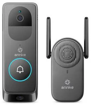 ANNKE Wireless Doorbell Camera, 9000mAh Battery, 2K Video Doorbell, 2 Way Audio, Night Vision, 24/7 Recording, 190° Wide Angle View, AI Motion Detection, Cloud Storage, Alexa, Easy Installation ANNKE Wireless Doorbell Camera, 9000mAh Battery, 2K Video Doorbell, 2 Way Audio, Night Vision, 24/7 Recording, 190° Wide Angle View, AI Motion Detection, Cloud Storage, Alexa, Easy Installation