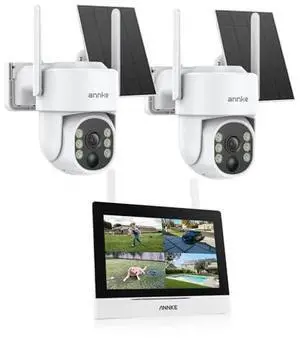 ANNKE Wireless Security Solar Camera System with 7'' IPS Touch Screen, 2 X 4MP Camera Equipped with Solar Panels, Human Detection, 360°Pan & Tilt, 2-Way Audio ANNKE Wireless Security Solar Camera System with 7'' IPS Touch Screen, 2 X 4MP Camera Equipped with Solar Panels, Human Detection, 360°Pan & Tilt, 2-Way Audio