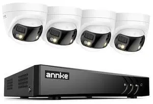 ANNKE 3K Lite H.265+ Security DVR Recorder with 4 Pack 5MP Analog Dual-Lens Security Camera, Smart Dual Light, 130dB, 3D DNR, One-Way Audio, IP67 ANNKE 3K Lite H.265+ Security DVR Recorder with 4 Pack 5MP Analog Dual-Lens Security Camera, Smart Dual Light, 130dB, 3D DNR, One-Way Audio, IP67