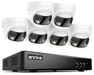 ANNKE 3K Lite H.265+ Security DVR Recorder with 6 Pack 5MP Analog Dual-Lens Security Camera, Smart Dual Light, 130dB, 3D DNR, One-Way Audio, IP67 ANNKE 3K Lite H.265+ Security DVR Recorder with 6 Pack 5MP Analog Dual-Lens Security Camera, Smart Dual Light, 130dB, 3D DNR, One-Way Audio, IP67