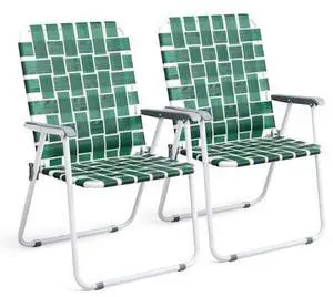 VINGLI Patio Lawn Webbed Folding Chairs Outdoor Beach Portable Camping Chair for Yard, Garden (2, Dark Green, Oversized) VINGLI Patio Lawn Webbed Folding Chairs Outdoor Beach Portable Camping Chair for Yard, Garden (2, Dark Green, Oversized)