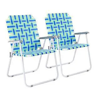 VINGLI Oversize Patio Lawn Webbed Folding Chairs Set of 2, Outdoor Beach Chair Portable Dining Chair for Outdoor Yard, Garden (Blue, Oversized) VINGLI Oversize Patio Lawn Webbed Folding Chairs Set of 2, Outdoor Beach Chair Portable Dining Chair for Outdoor Yard, Garden (Blue, Oversized)